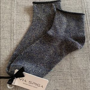Via Spiga short boot sock blue gold glitter